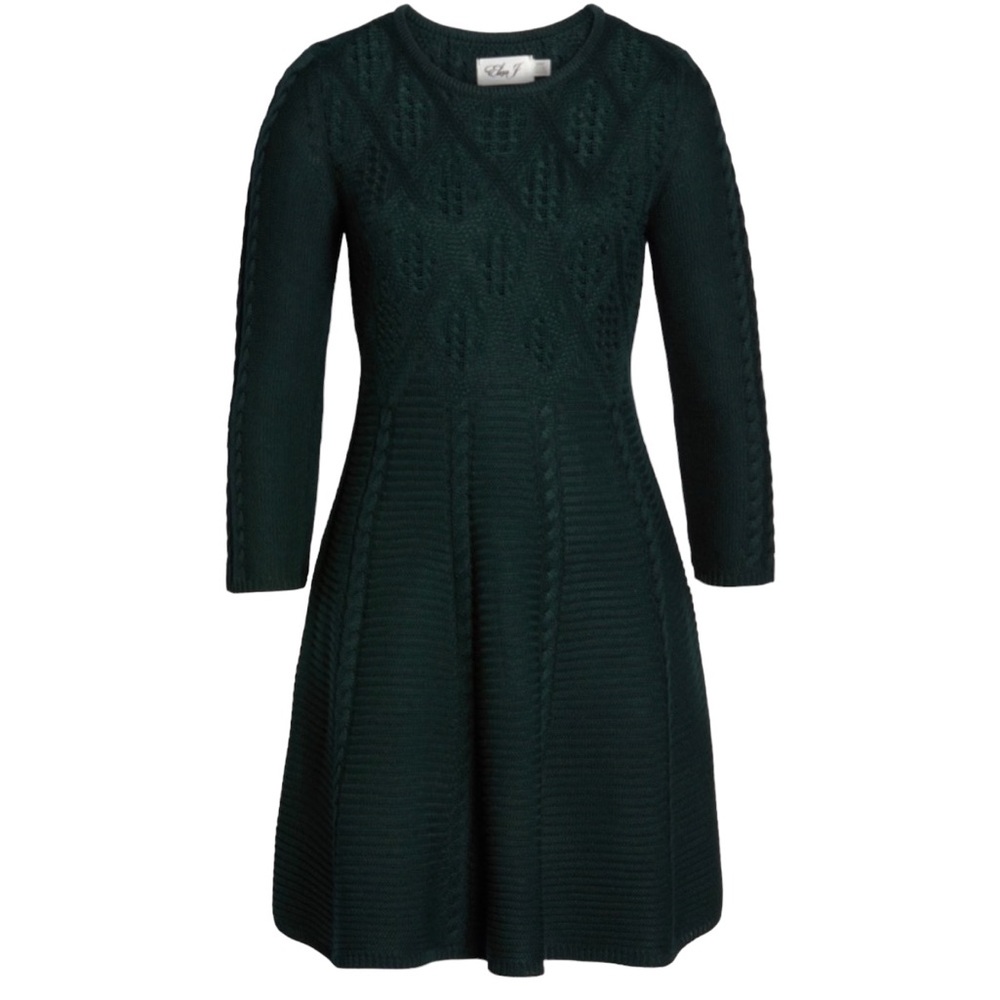 Eliza J Cable Fit & Flare Sweater Dress